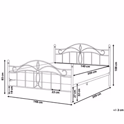Bed Metal ANTLIA 140 x 200 cm (EU Double) White