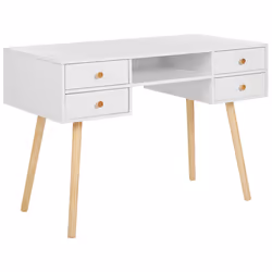 Home Office Desk LEVIN White 110 cm 55 cm with Storage