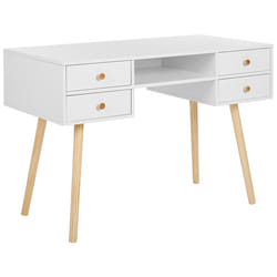 Home Office Desk LEVIN White 110 cm 55 cm with Storage