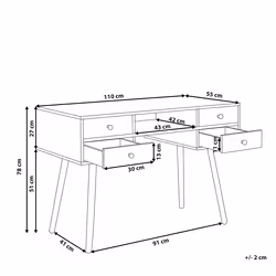 Home Office Desk LEVIN White 110 cm 55 cm with Storage