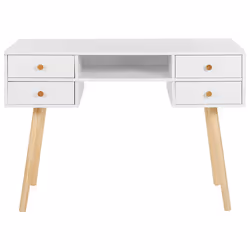 Home Office Desk LEVIN White 110 cm 55 cm with Storage