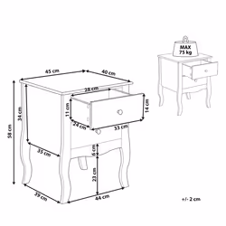 2 Drawer Bedside Table LANE White