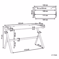 Gaming Desk DANVERS Black 120 cm 60 cm RGB LED