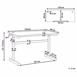 Manual Adjustable Gaming Desk DURBIN Black 120 cm 60 cm RGB LED