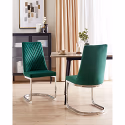 Set of 2 Dining Chairs ALTOONA Velvet Emerald Green