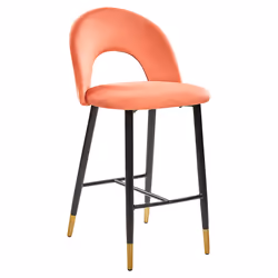 Set of 2 Bar Chairs FALTON Velvet Coral