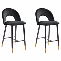 Set of 2 Bar Chairs FALTON Velvet Black