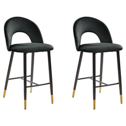 Set of 2 Bar Chairs FALTON Velvet Black