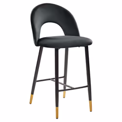 Set of 2 Bar Chairs FALTON Velvet Black