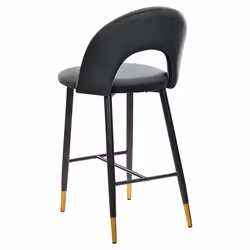 Set of 2 Bar Chairs FALTON Velvet Black - Additional view 4