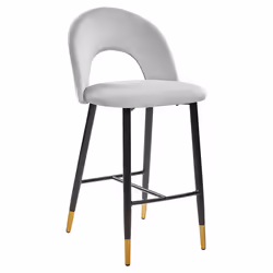Set of 2 Bar Chairs FALTON Velvet Grey
