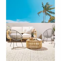 Set of 2 Garden Chairs ACAPULCO II PE Rattan Dark Grey