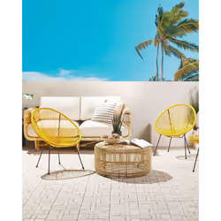 Set of 2 Garden Chairs ACAPULCO II PE Rattan Yellow