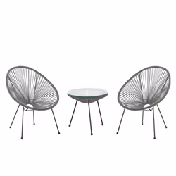 Bistro Set ACAPULCO II PE Rattan Dark Grey