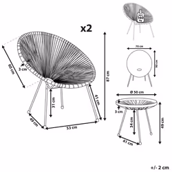 Bistro Set ACAPULCO II PE Rattan Dark Grey