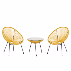 Bistro Set ACAPULCO II PE Rattan Yellow