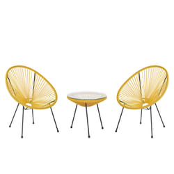 Bistro Set ACAPULCO II PE Rattan Yellow