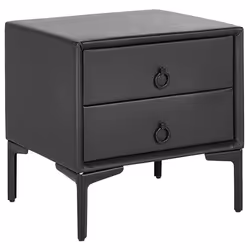 2 Drawer Bedside Table SEZANNE Faux Leather Black