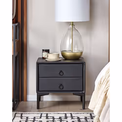 2 Drawer Bedside Table SEZANNE Faux Leather Black