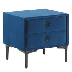 2 Drawer Velvet Bedside Table Blue SEZANNE