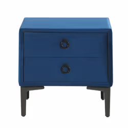 2 Drawer Velvet Bedside Table Blue SEZANNE