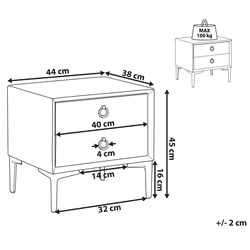 2 Drawer Bedside Table SEZANNE Velvet Light Grey - Additional view 4