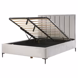 Ottoman Bed Velvet SEZANNE 160 x 200 cm (EU King Size) Light Grey