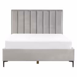Ottoman Bed Velvet SEZANNE 160 x 200 cm (EU King Size) Light Grey