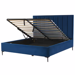 Ottoman Bed Velvet SEZANNE 180 x 200 cm (EU Super King) Navy Blue
