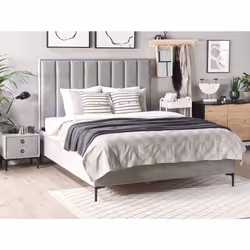 Bedroom Set Velvet SEZANNE 160 x 200 cm (EU King Size) Light Grey