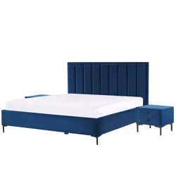 Bedroom Set Velvet SEZANNE 180 x 200 cm (EU Super King) Navy Blue