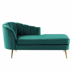 Left Hand Chaise Lounge ALLIER Velvet Emerald Green