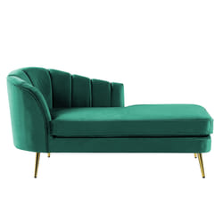 Left Hand Chaise Lounge ALLIER Velvet Emerald Green