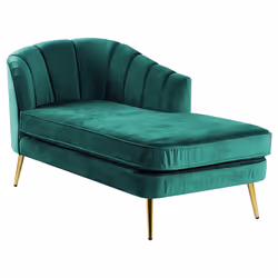 Left Hand Chaise Lounge ALLIER Velvet Emerald Green