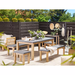 Garden Dining Set with Benches and Stools 8 Seater OSTUNI Concrete Grey