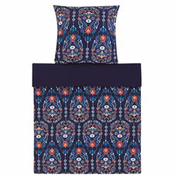 Duvet Cover Set MADRONA Sateen Cotton 135 x 200 cm Dark Blue