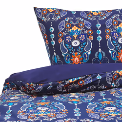 Duvet Cover Set MADRONA Sateen Cotton 155 x 220 cm Dark Blue