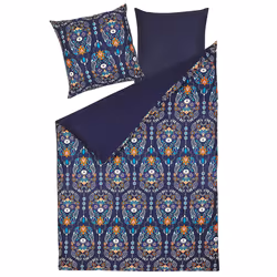 Duvet Cover Set MADRONA Sateen Cotton 155 x 220 cm Dark Blue