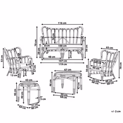 Garden Lounge Set with Table 4 Seater BRINDISI Rattan Natural