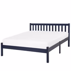 Bed Pine Wood FLORAC 140 x 200 cm (EU Double) Navy Blue