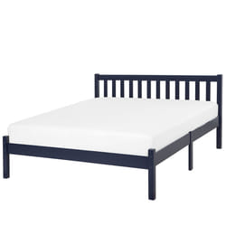 Bed Pine Wood FLORAC 140 x 200 cm (EU Double) Navy Blue