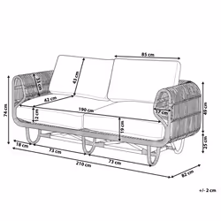 Garden Sofa 2 Seater DOLCEDO Rattan Beige