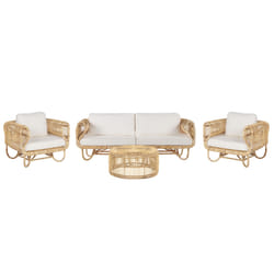 Garden Lounge Set with Table 5 Seater DOLCEDO/LIMNI Rattan Beige