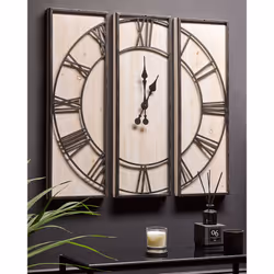 Wall Clock COATLAN 75 cm Wood Brown/ Black