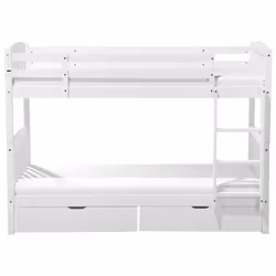 Bunk Bed with Drawers Pine Wood REVIN 90 x 200 cm (EU Single) White