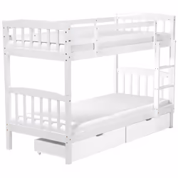 Bunk Bed with Drawers Pine Wood REVIN 90 x 200 cm (EU Single) White