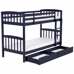 Bunk Bed with Drawers Pine Wood REVIN 90 x 200 cm (EU Single) Navy Blue