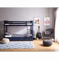 Bunk Bed with Drawers Pine Wood REVIN 90 x 200 cm (EU Single) Navy Blue