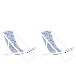 Set of 2 Sun Lounger Replacement Fabrics ANZIO/AVELLINO 113 x 44 cm Blue