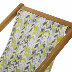 Set of 2 Folding Deck Chairs ANZIO with Replacement Fabrics Abstract Motif Acacia Wood Light Brown